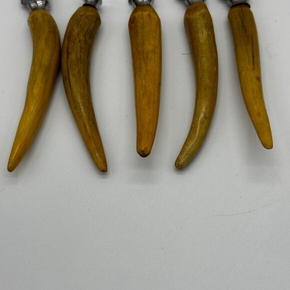 Sheffield Latham Owen Rustic Antler Horn Handle Steak Knives Forks Cased Set 11 - Picture 6 of 16